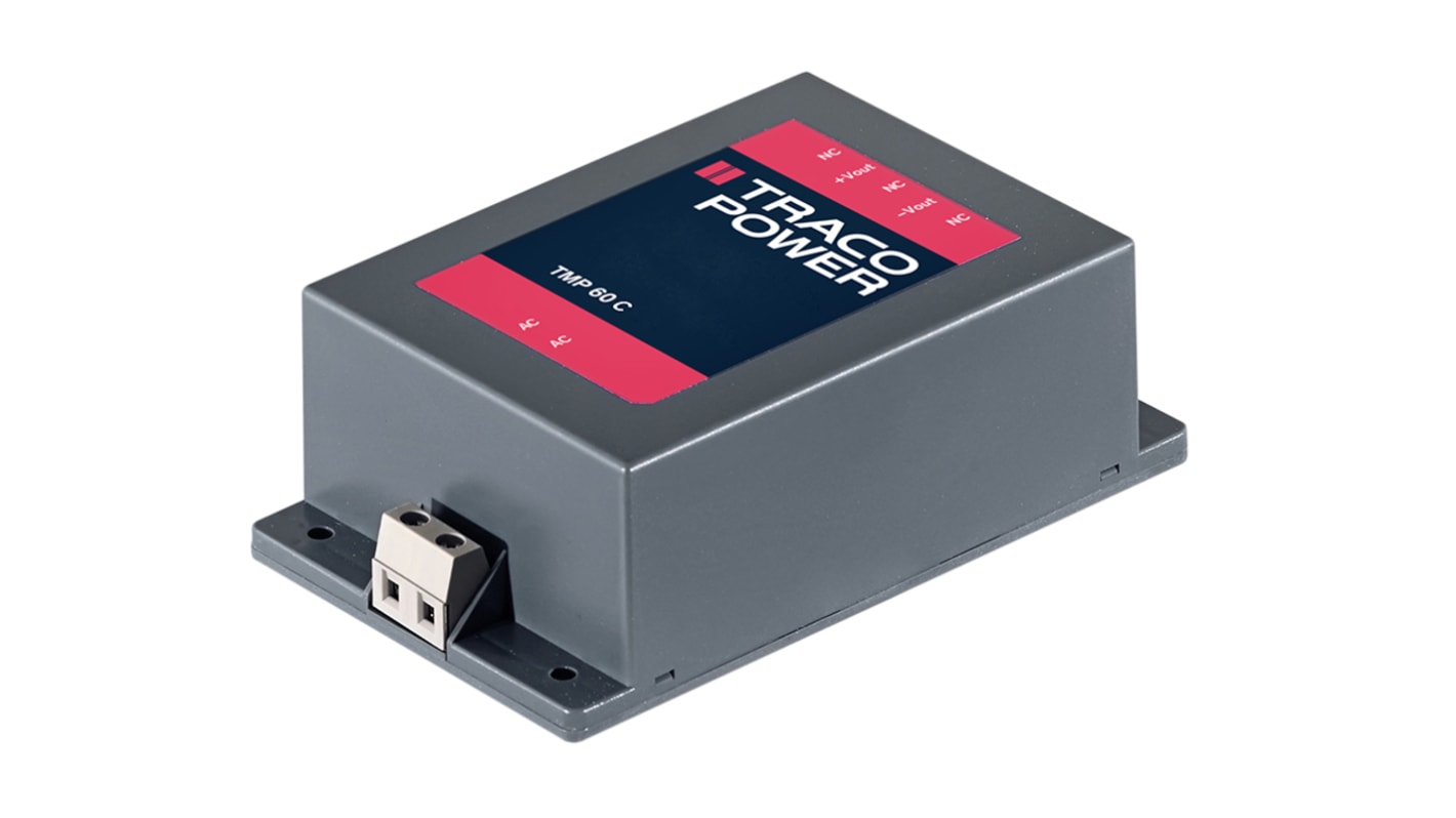 TRACOPOWER Switching Power Supply, TMP 60136C, 36V dc, 1.67A, 60W, 1 Output, 120 → 370 V dc, 85 → 264 V