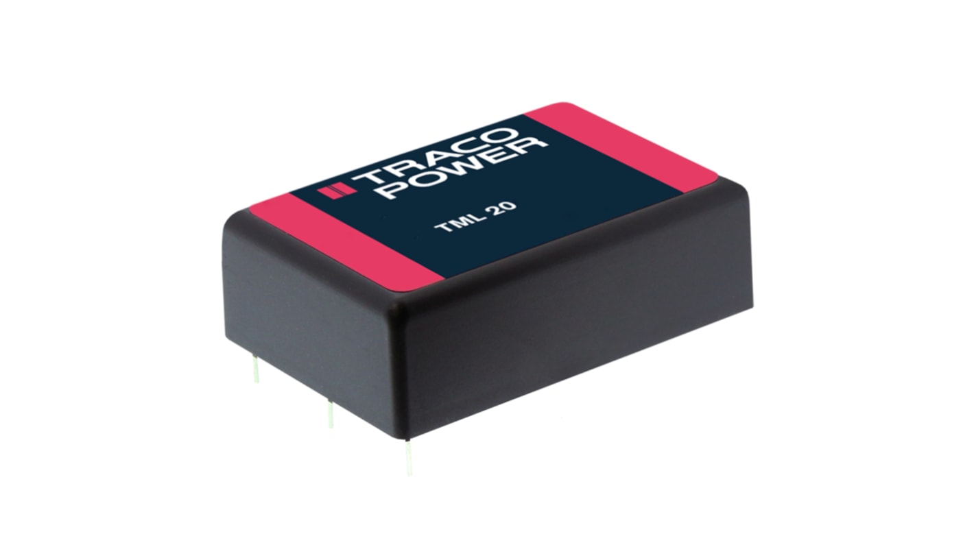 TRACOPOWER Switching Power Supply, TML 20124, 24V dc, 840mA, 20W, 1 Output, 100 → 375 V dc, 90 → 264 V ac