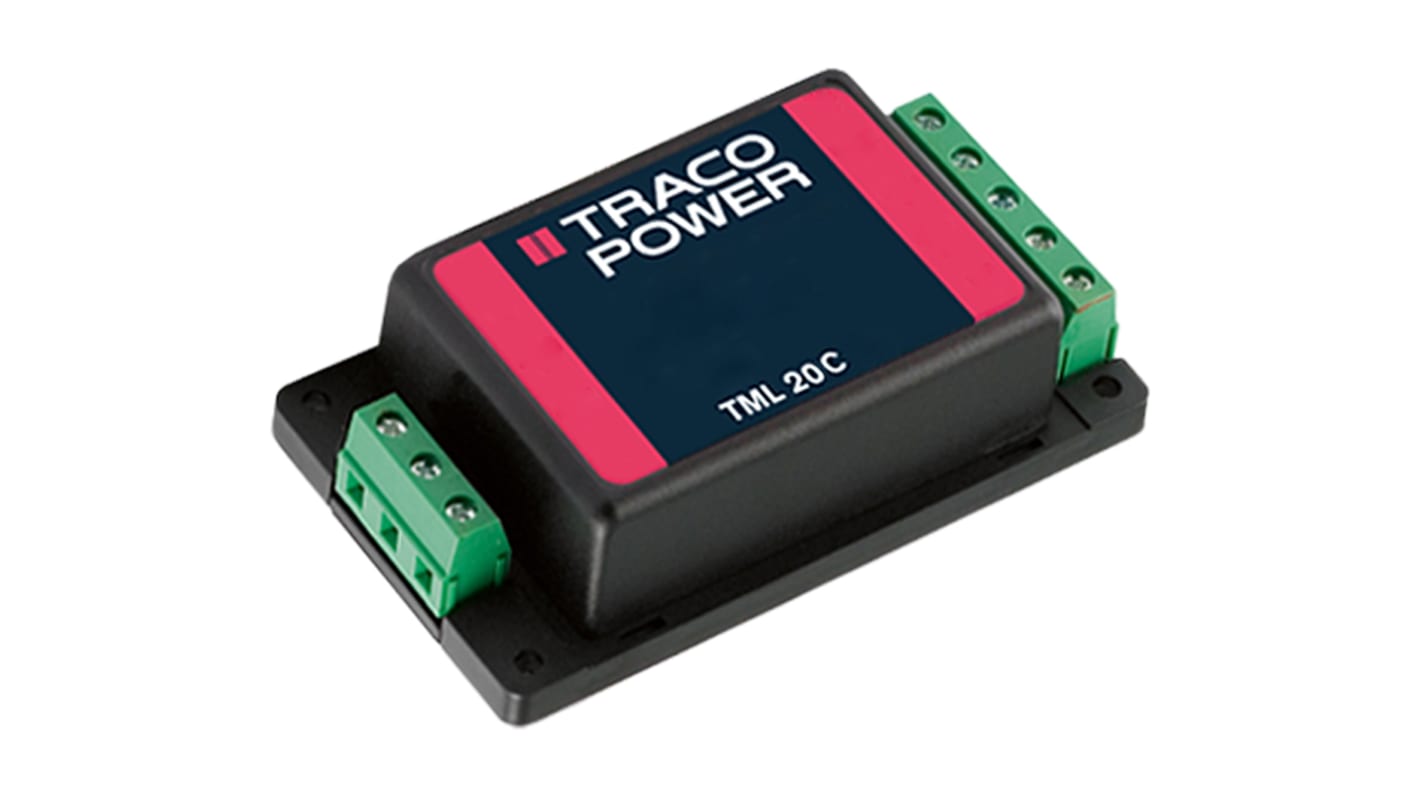 TRACOPOWER Switching Power Supply, TML 20112C, 12V dc, 1.67A, 20W, 1 Output, 100 → 375 V dc, 90 → 264 V