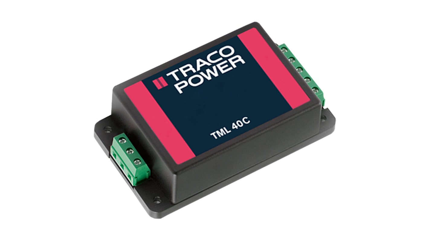 TRACOPOWER Switching Power Supply, TML 40124C, 24V dc, 1.67A, 40W, 1 Output, 100 → 375 V dc, 90 → 264 V