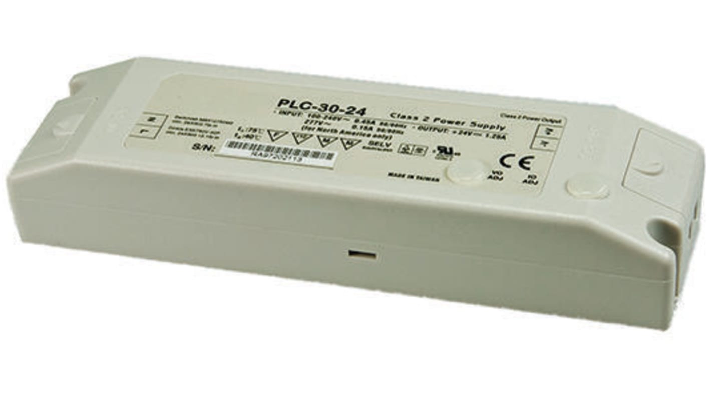 Driver LED tensión constante MEAN WELL de salidas, IN: 127 → 370 V dc, 90 → 264 V ac, OUT: 12V, 2.5A,