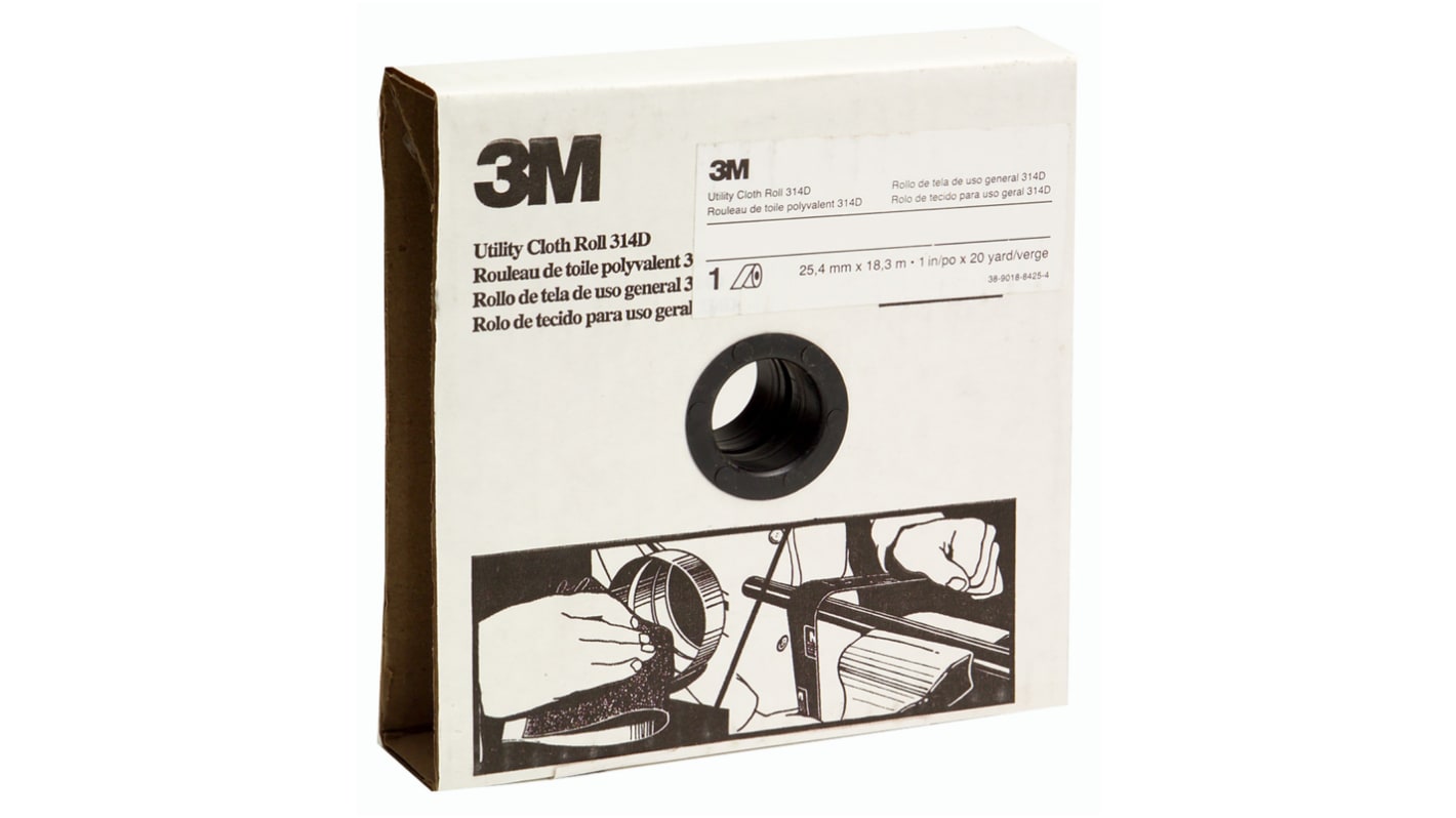 3M 314D P80 Grit Medium Utility Cloth Roll, 25m x 50mm