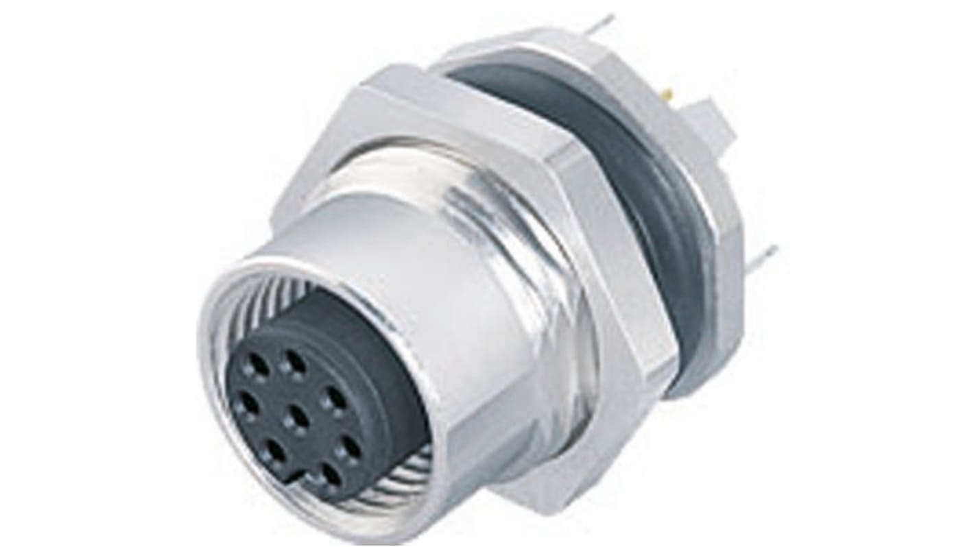 Binder Circular Connector, 8 Contacts, Panel Mount, M12 Connector, Socket, Female, IP67, 713 Series