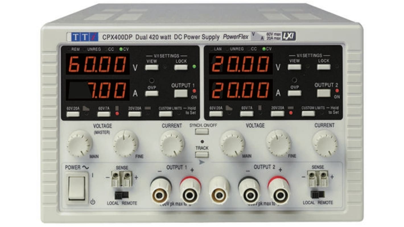 Alimentatore da banco Aim-TTi, 2 uscite, 0 → 60V, 0 → 20A, 840W, Cert. ISO