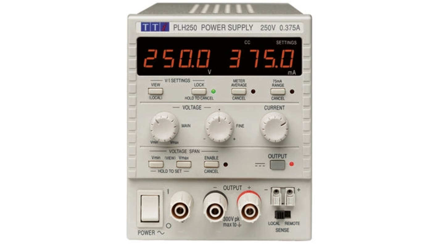 Aim-TTi PL Series Digital Bench Power Supply, 0 → 250V, 0 → 375mA, 1-Output, 94W - RS Calibrated