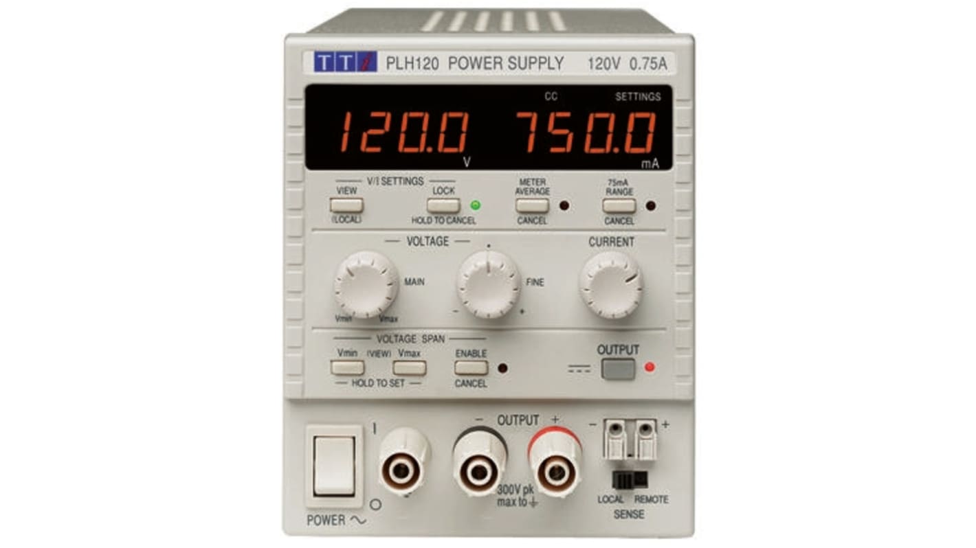 Alimentatore da banco Aim-TTi PLH120, 1 uscita, 0 → 120V, 750mA, 90W, Cert. LAT