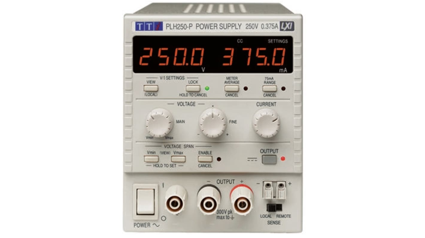 Aim-TTi PLH-P Series Digital Bench Power Supply, 0 → 250V, 0 → 375mA, 1-Output, 94W - RS Calibrated