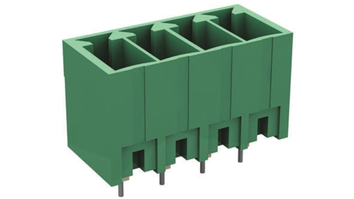 Amphenol FCI 06-350 Series Pluggable Terminal Block, 6-Contact, 3.5mm Pitch, Through Hole Mount, 1-Row, Solder