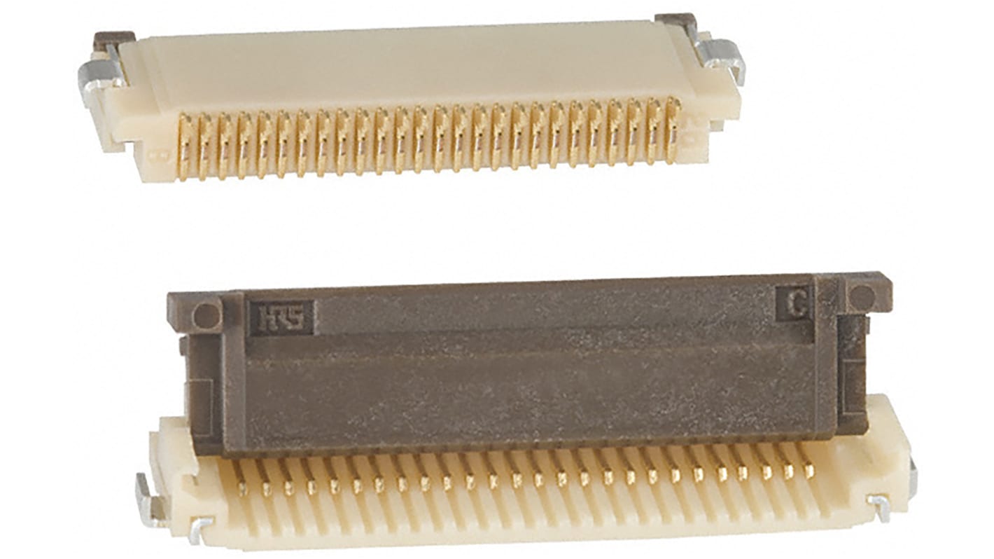 Hirose FPC连接器, 母座, 26p, 0.5mm间距, 单排, SMT安装, 直角, 500mA, 50 V 交流, FH12系列