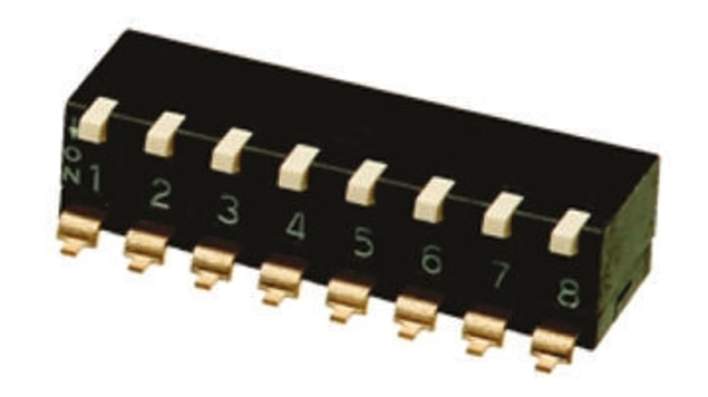 Omron 8 Way Surface Mount DIP Switch SPST, Lever Actuator