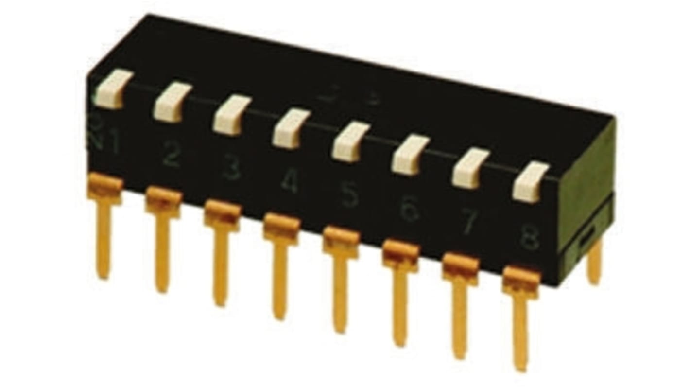 Omron 8 Way Through Hole DIP Switch SPST, Lever Actuator