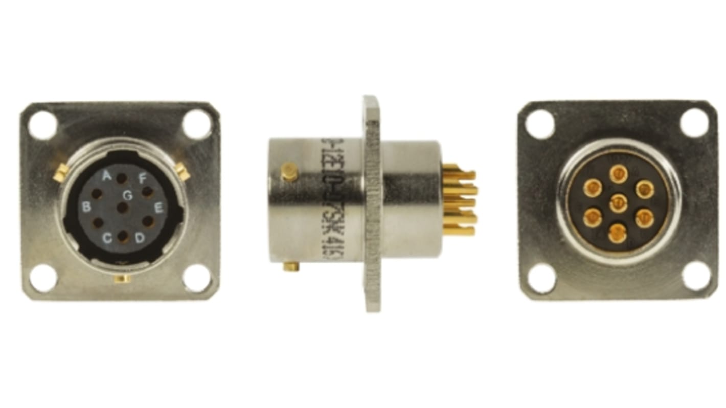 Amphenol Limited, 62GB, Nickel Iron Alloy 7 Way Box Mount MIL Spec Circular Connector Receptacle, Socket Contacts,Shell