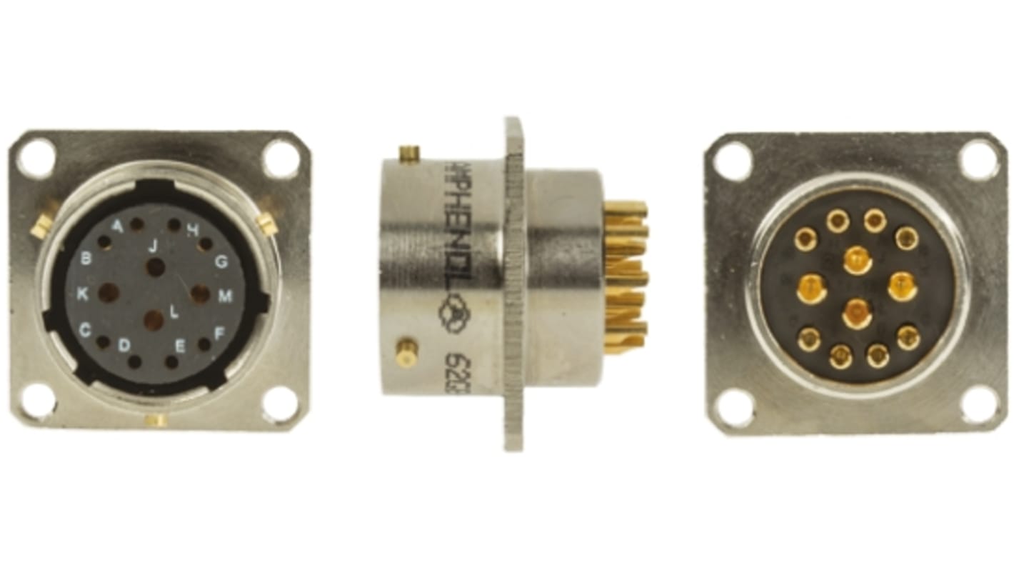 Amphenol Limited, 62GB, Nickel Iron Alloy 12 Way Box Mount MIL Spec Circular Connector Receptacle, Socket