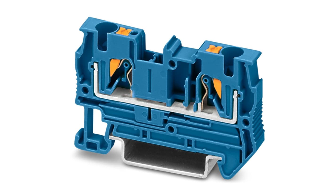 Phoenix Contact 3211760 PT 4 BU Series Blue, 0.2 → 6mm², Single-Level, Push In Termination