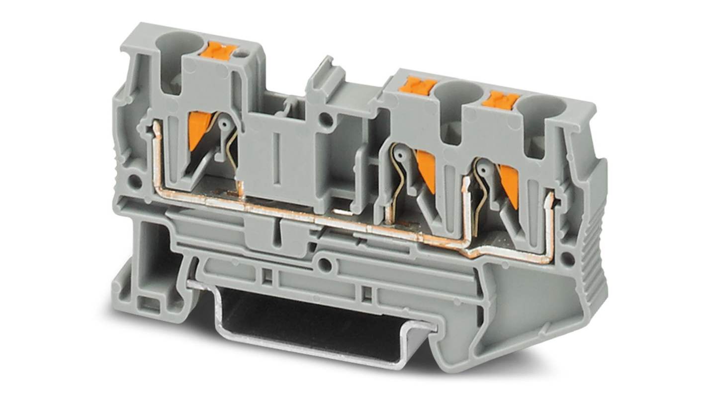 Phoenix Contact 3211771 PT 4-TWIN Series Grey, 0.2 → 6mm², Single-Level, Push In Termination, ATEX, IECEx