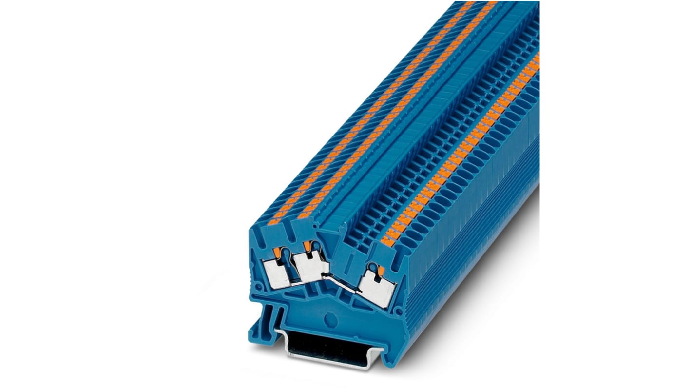 Phoenix Contact 3211906 PITS 2.5-TWIN BU Series Blue, 0.14 → 4mm², Single-Level, Push In Termination