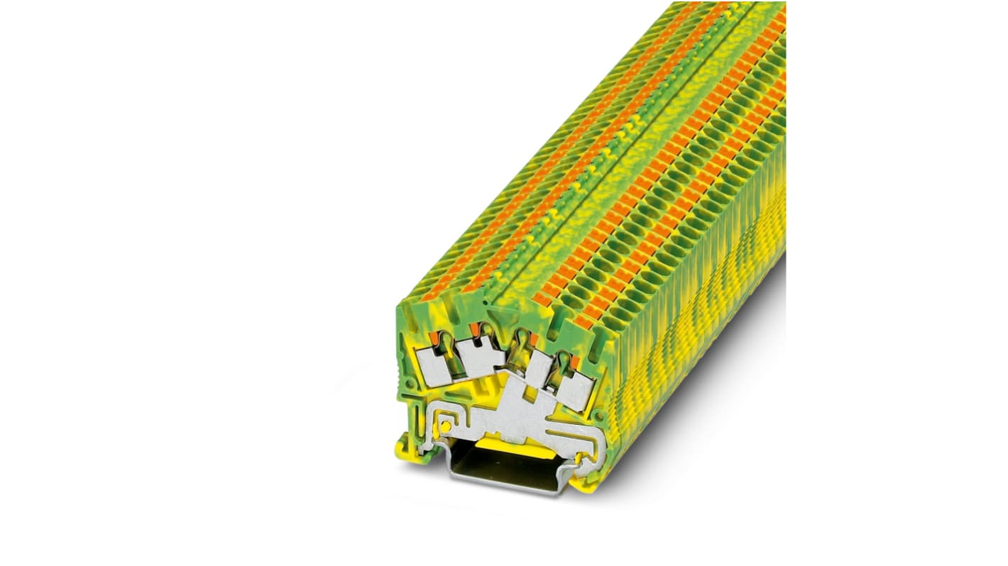 Phoenix Contact 4-Way PTS 2.5-QUATTRO-PE Earth Terminal Block, 4mm², 26 → 12 AWG Wire, Push In, Polyamide