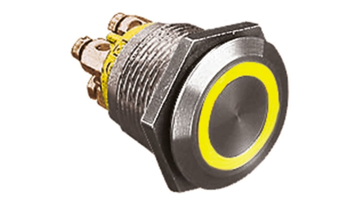 Bulgin 押しボタンスイッチ, モーメンタリ, 標準偏差, 50 mA @ 24 V dc, 19.2mm パネルマウント, IP66