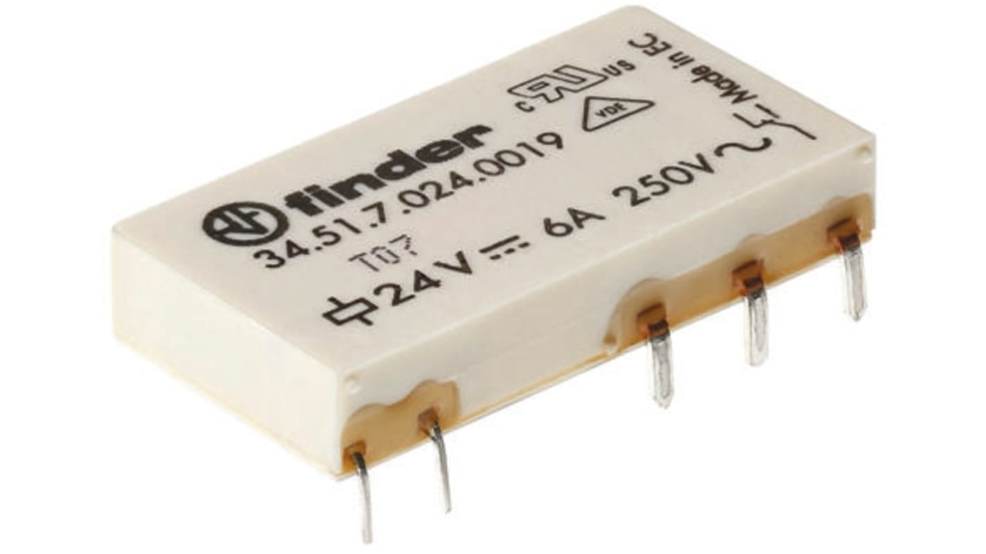 Finder PCB Mount Power Relay, 48V dc Coil, 6A Switching Current, SPDT