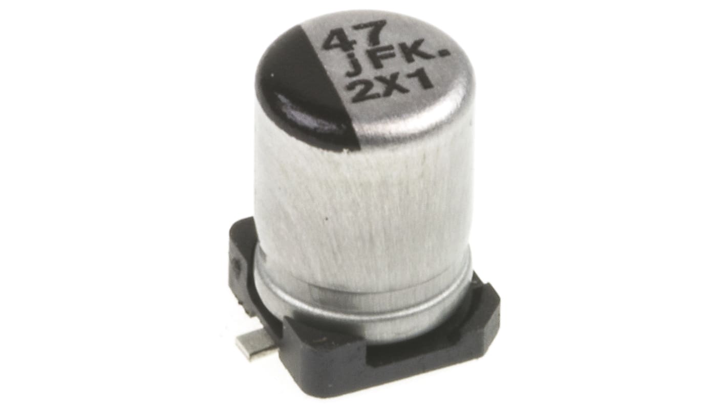 Panasonic , SMD Aluminium-Elektrolyt Kondensator 47μF ±20% / 6.3V dc, Ø 4mm x 5.8mm, bis 105°C