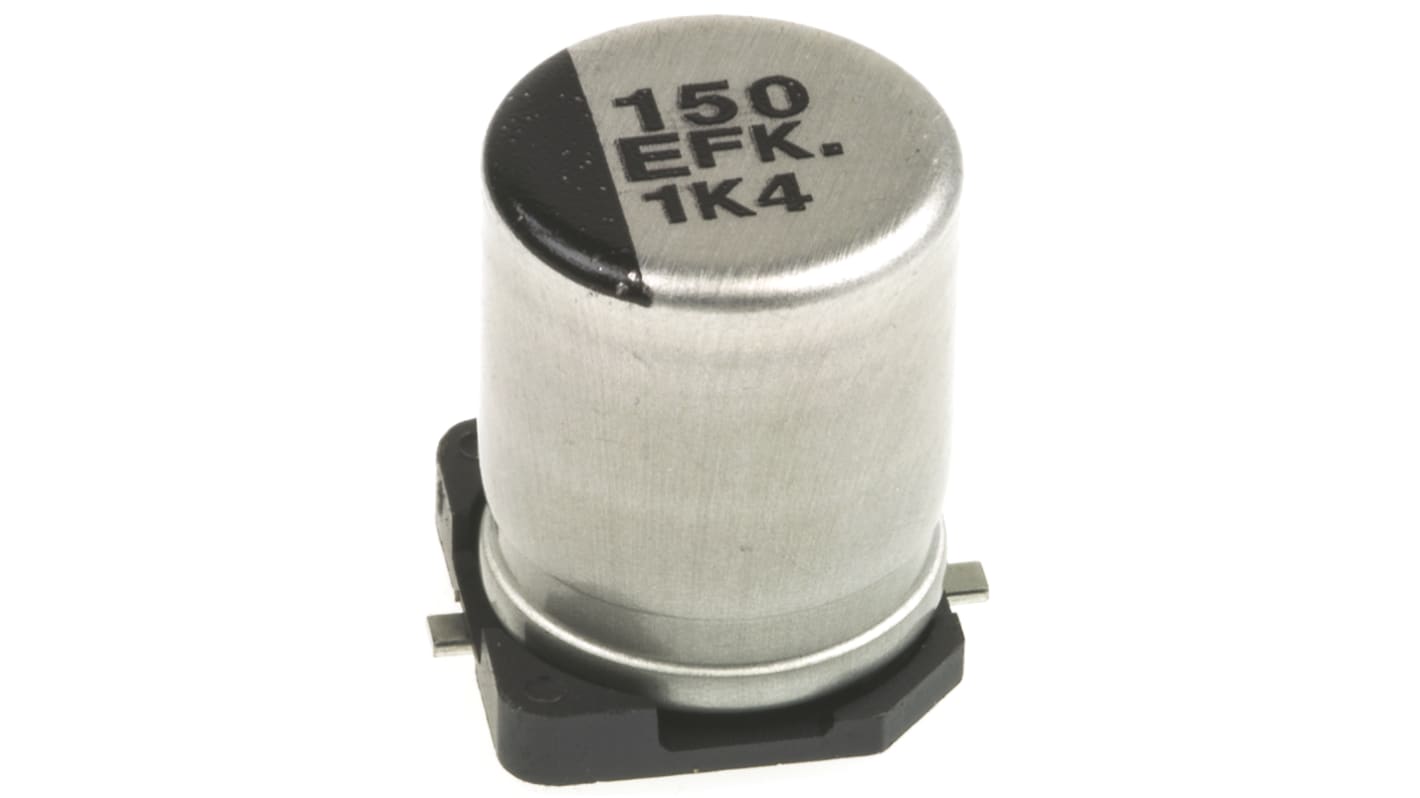 Condensatore Panasonic, serie FK SMD, 150μF, 25V cc, ±20%, +105°C, SMD
