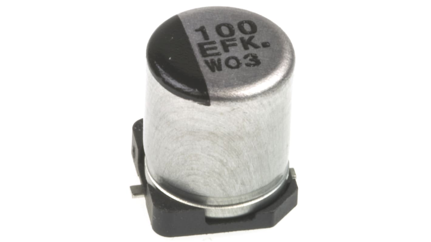 Panasonic Elektrolytkondensator, 100μF, 25V dc, , SMD, levetid: 2000h, FK