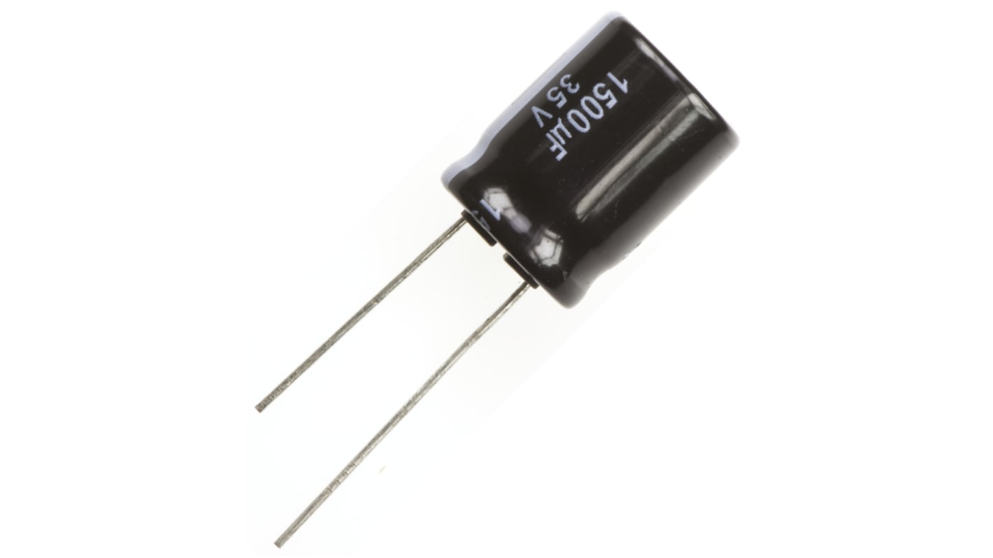 Panasonic 1500μF Aluminium Electrolytic Capacitor 35V dc, Radial, Through Hole - EEUFR1V152S