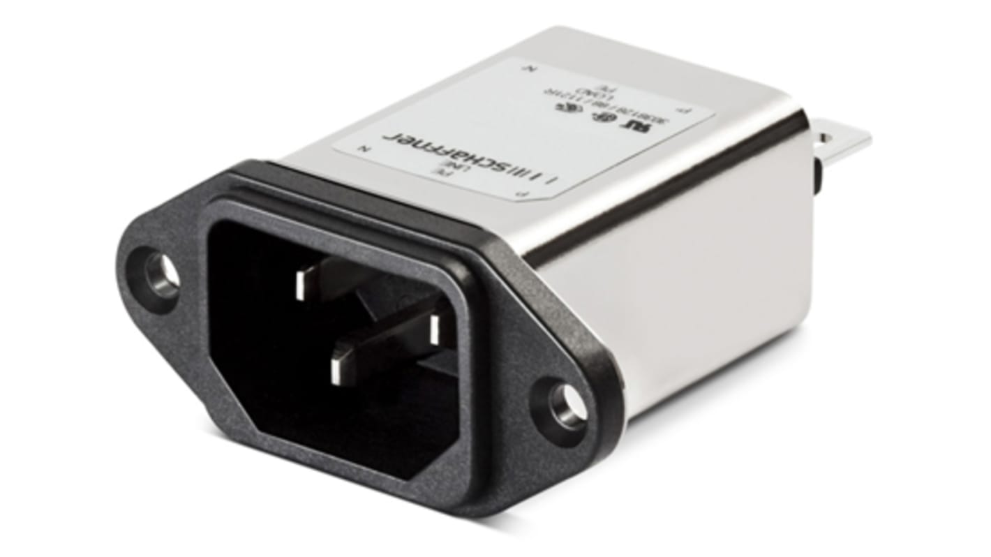 Schaffner IEC規格 C14 IECフィルタ, 3A 250 V ac, Noneヒューズ なし パネルマウント