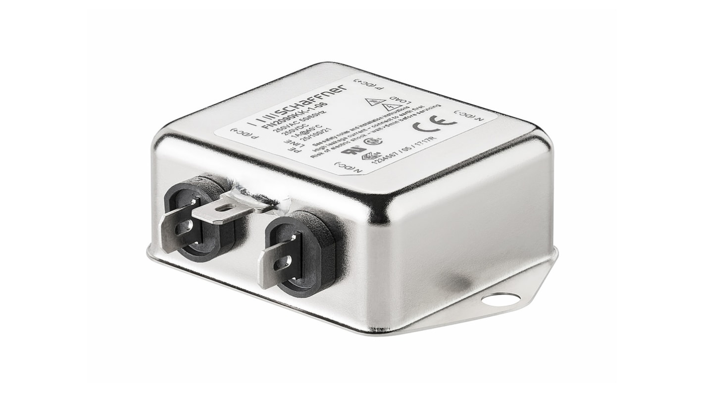 Schaffner 单相EMI滤波器, 3A, 250 V 交流/直流, 0 → 400Hz, 底盘安装, Fast-On接端, 二阶, FN2090系列