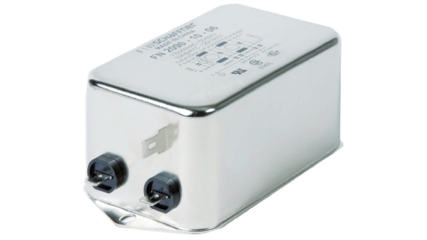 Schaffner, FN2090 10A 250 V ac/dc 0 → 400Hz, Flange Mount EMI Filter, Fast-On, Single Phase
