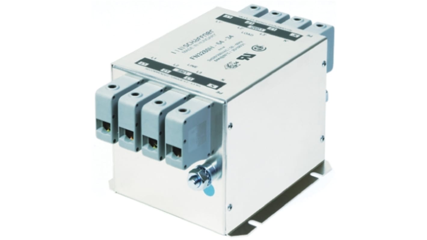 Schaffner, FN3280 16A 520/300 V ac 60Hz, Chassis Mount EMI Filter, Terminal Block 3 Phase