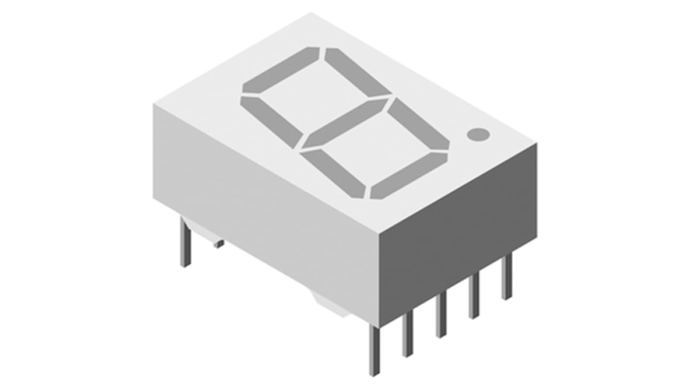 TDSO5160 Vishay 7-Segment LED Display, CC Red-Orange 5 mcd RH DP 13mm