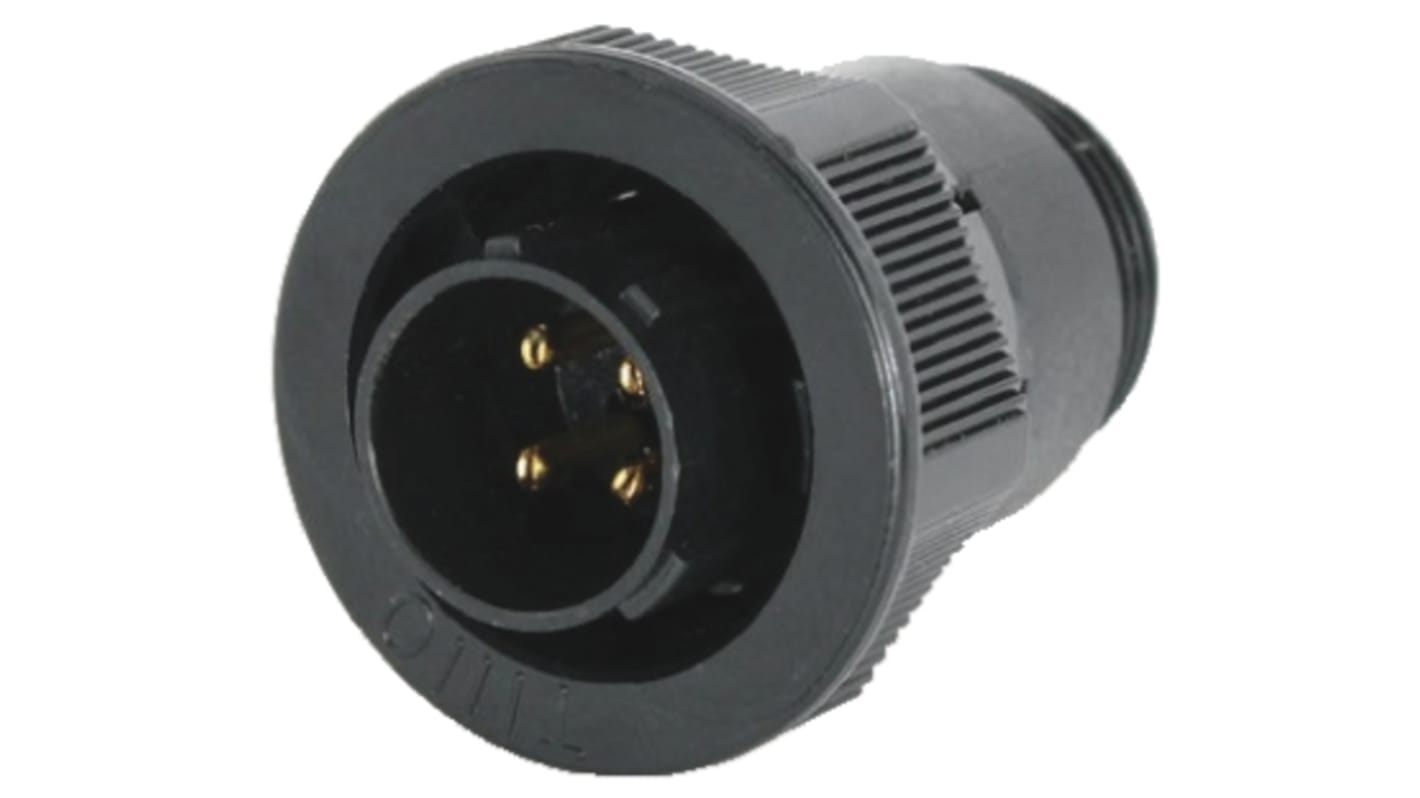 Toughcon Connector, 4 Contacts, Cable Mount, Plug, Male, IP44, IP65, TT Series