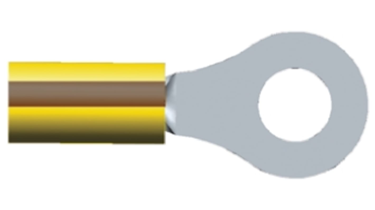 TE Connectivity PIDG Ringkabelschuh, Isoliert, Nylon, Braun, Gelb, aussen ø 13.49mm, innen ø 6.73mm, max. 6.6mm², M6