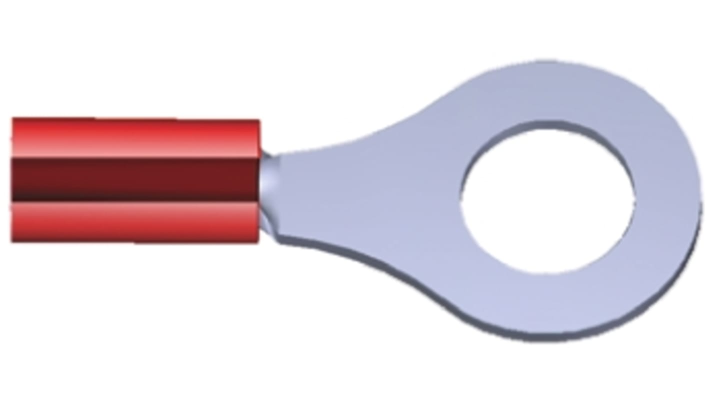 TE Connectivity PIDG Ringkabelschuh, Isoliert, Nylon, Rot, aussen ø 11.91mm, innen ø 6.73mm, max. 1.65mm², M6 (1/4)