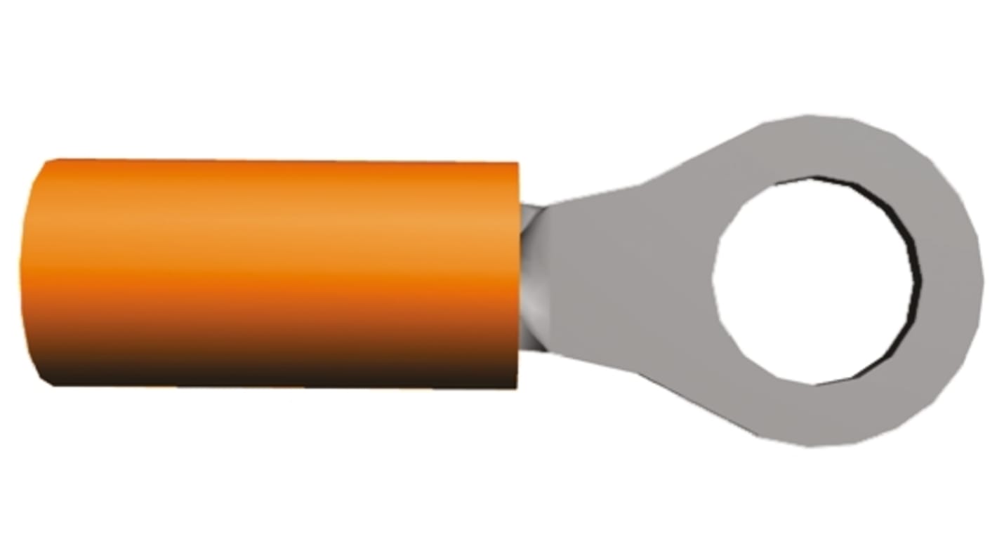 TE Connectivity, PIDG, STRATO-THERM Insulated Ring Terminal, M5 Stud Size, 0.8mm² to 1.4mm² Wire Size, Orange