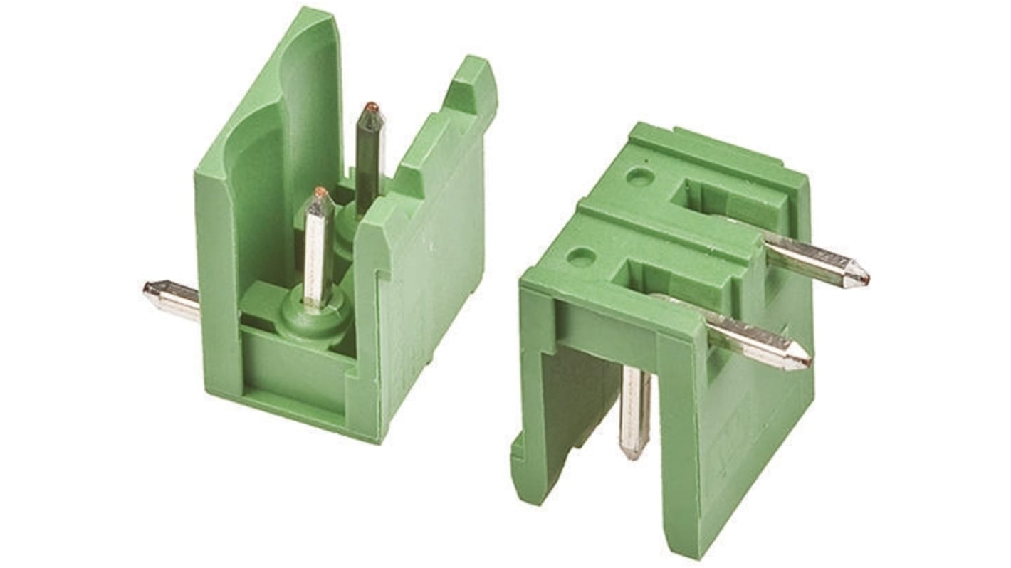 TE Connectivity, 5.0mm Pitch, Buchanan, 2 Way, Right Angle, Pluggable Terminal Block, Header, Through Hole, Solder