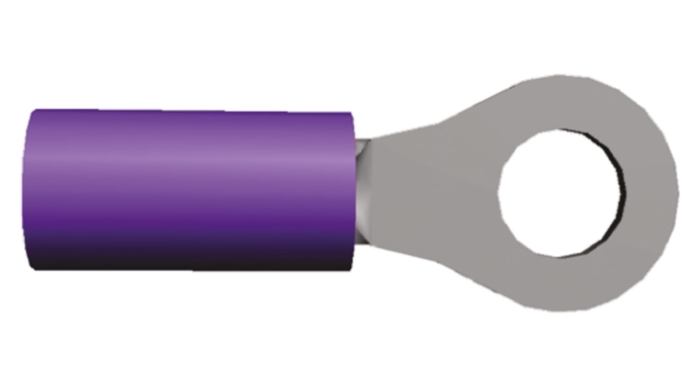 Terminal redondo aislado de Cobre TE Connectivity PIDG, Morado, Rojo, Ø int. M3.5, sección máx. 0.65mm², 20AWG