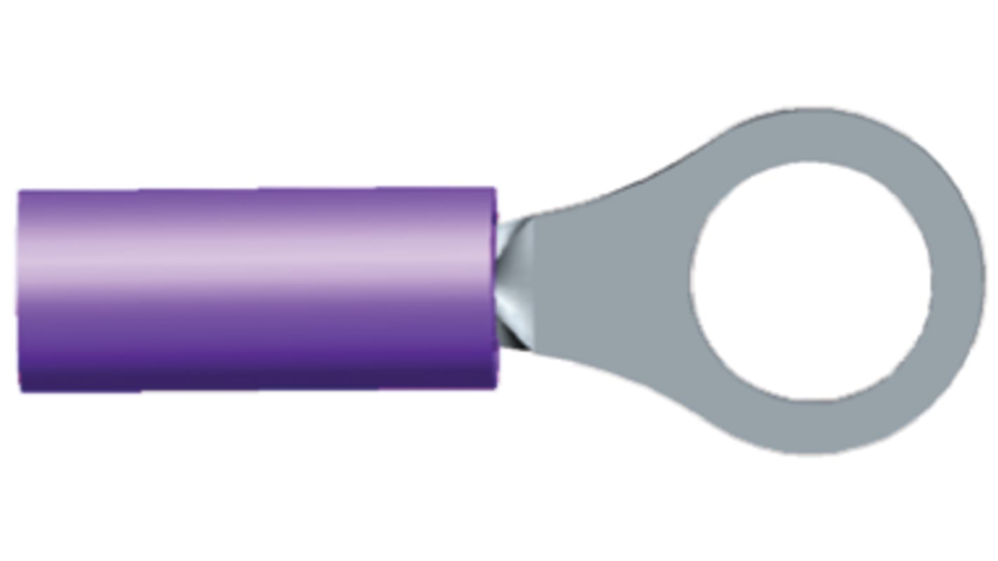 Terminal redondo aislado de Cobre TE Connectivity PIDG, Morado, Ø int. M4, sección máx. 0.65mm², 20AWG