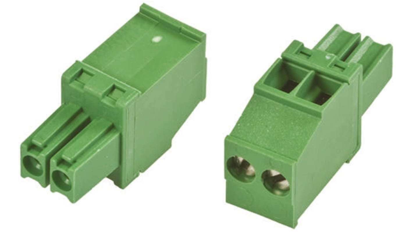 TE Connectivity, 3.5mm Pitch, 2 Way, Pluggable Terminal Block, Plug, Cable Mount, Screw Down Termination, 1986371-2