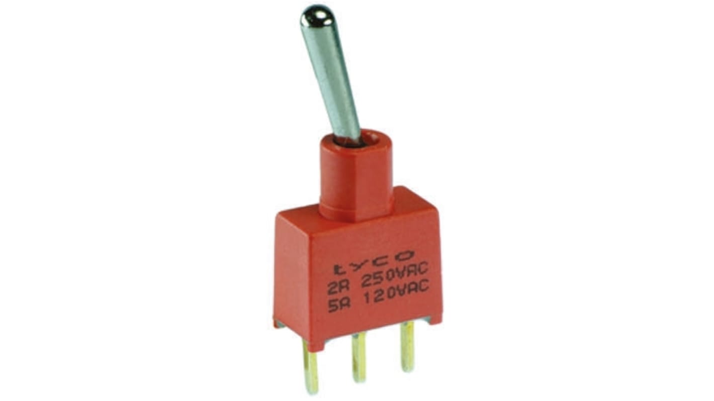 TE Connectivity Toggle Switch, PCB Mount, On-Off-On, SPDT, Through Hole Terminal