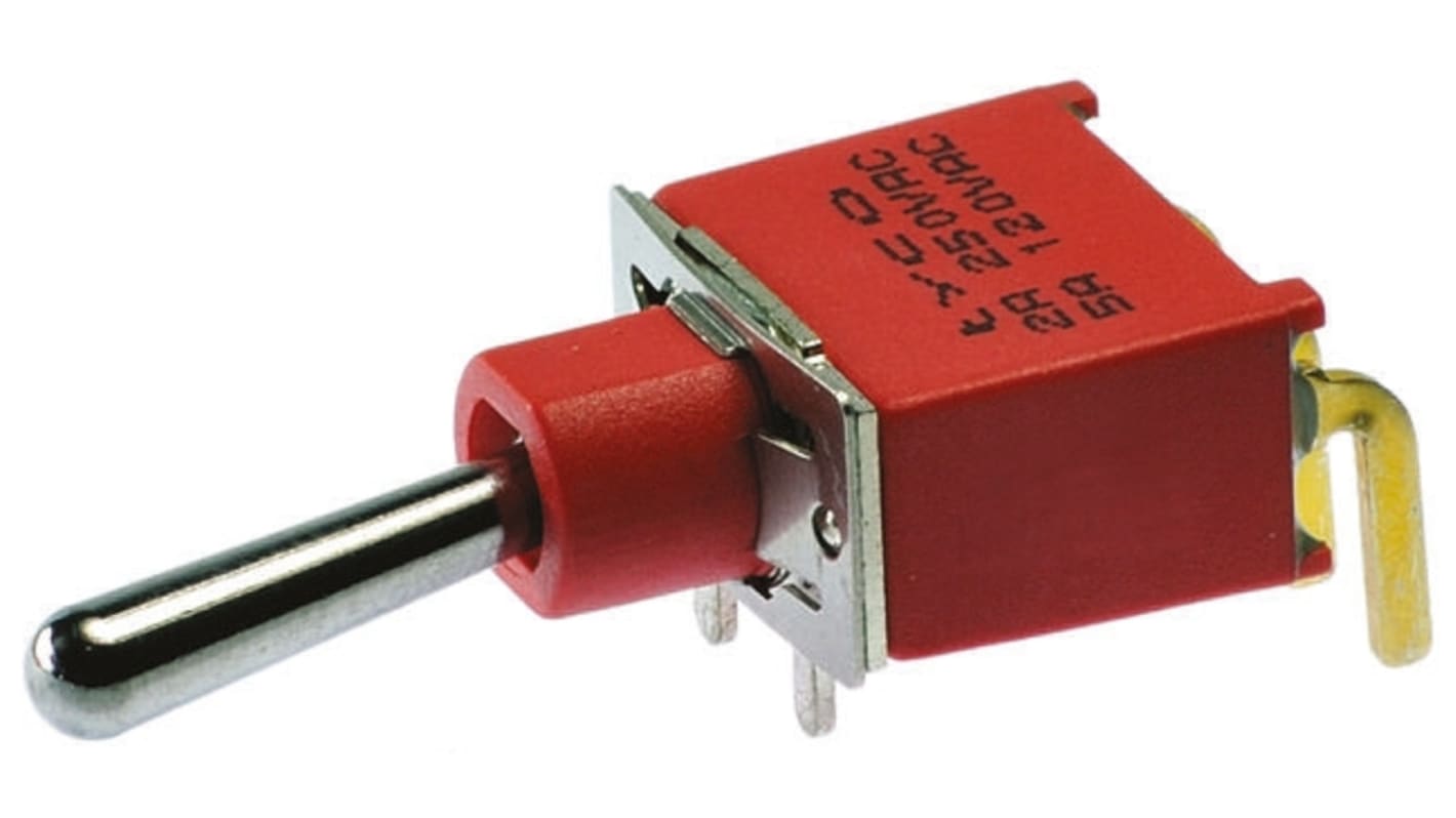 TE Connectivity Toggle Switch, PCB Mount, On-On, SPDT, Through Hole Terminal