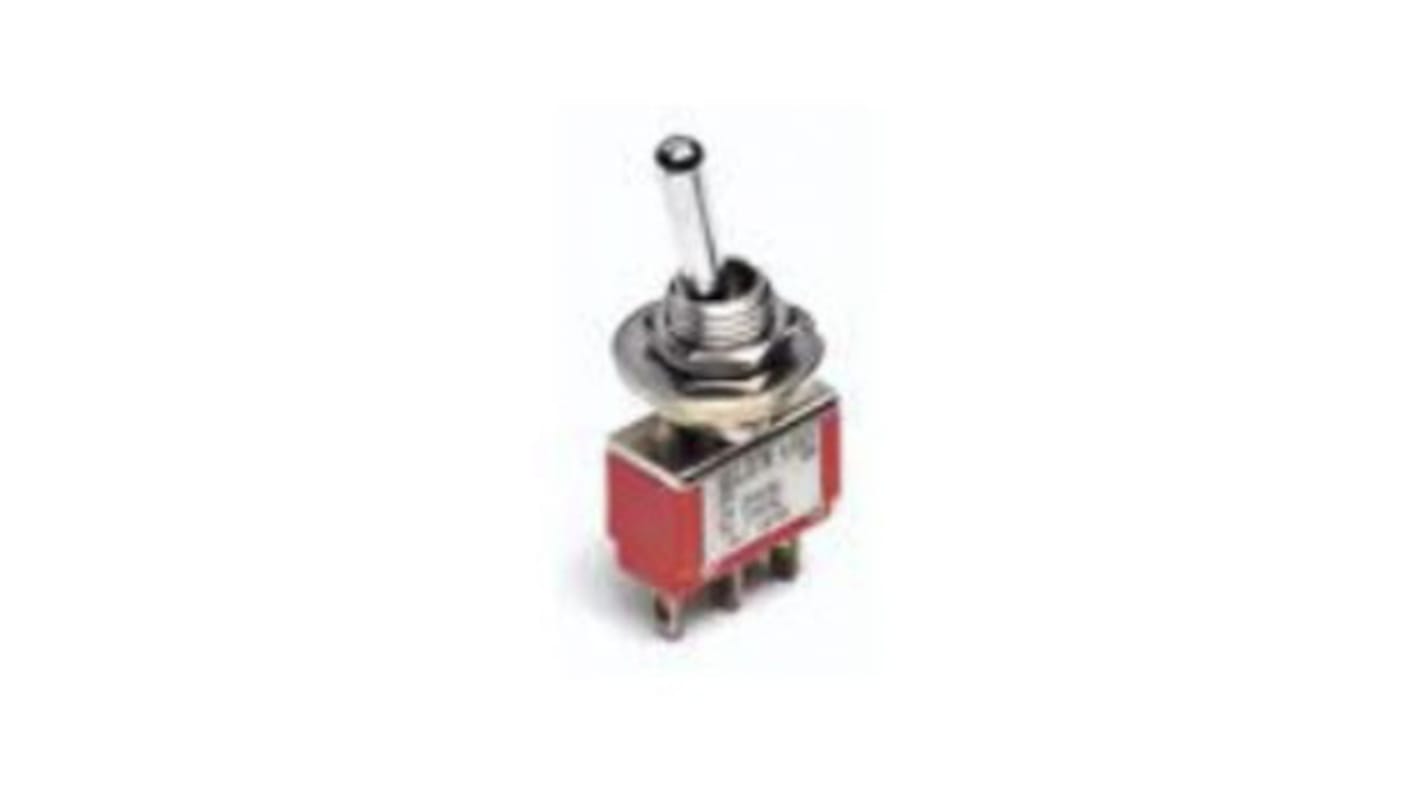 TE Connectivity Toggle Switch, PCB Mount, On-Off-On, SPDT, Through Hole Terminal, 120 V ac, 28V dc