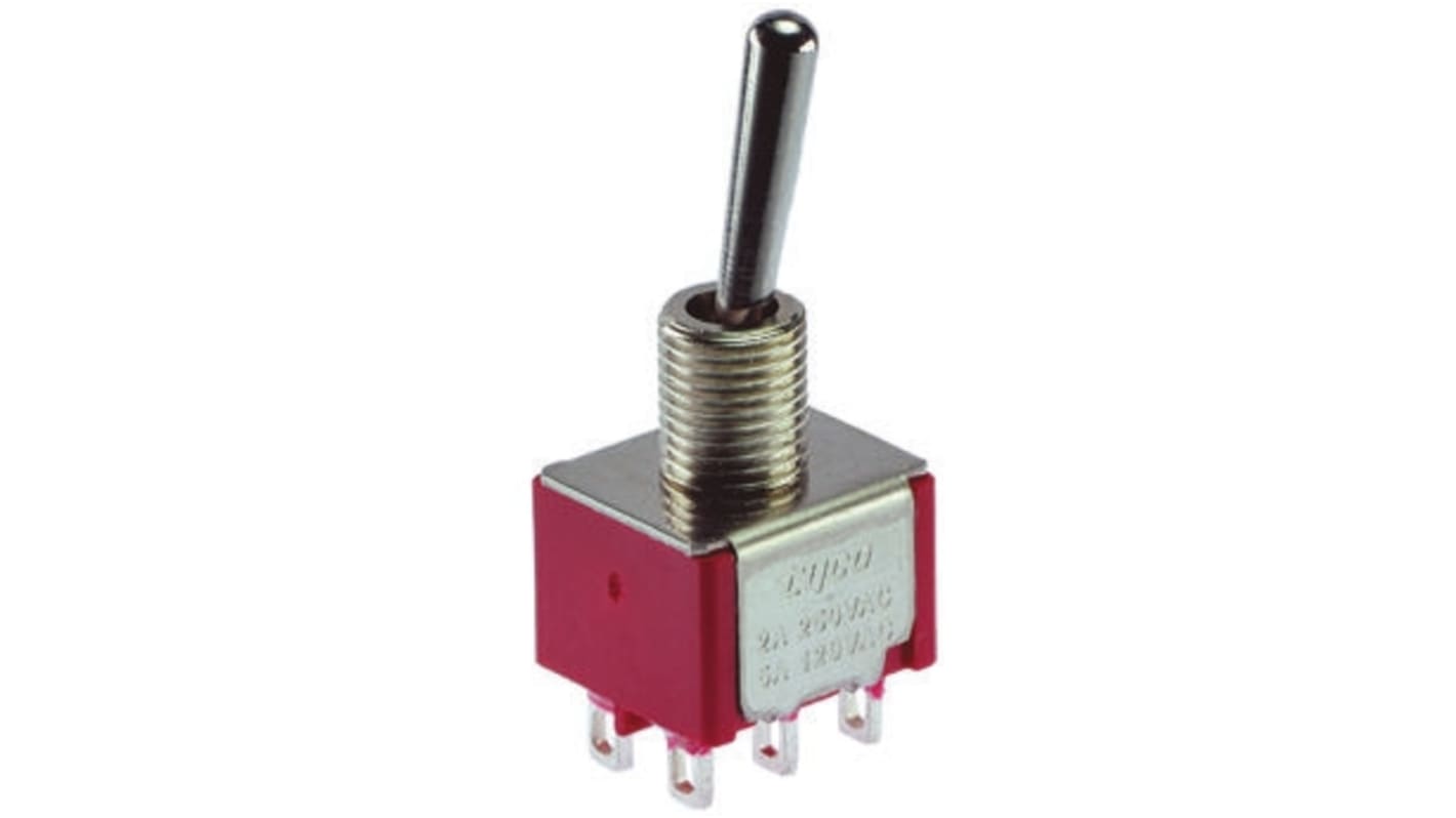 TE Connectivity Toggle Switch, Panel Mount, On-(On), DPDT, Solder Terminal, 120V