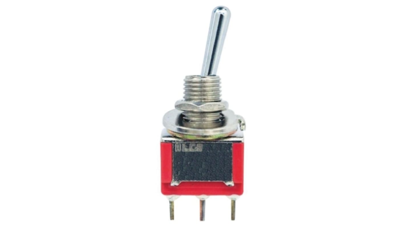 TE Connectivity Toggle Switch, PCB Mount, On-Off-(On), SPDT, Through Hole Terminal, 20V