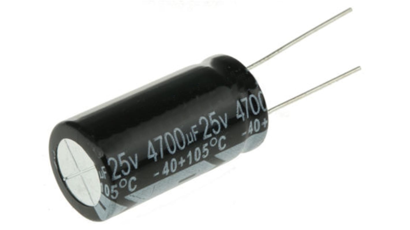 RS PRO 4700μF Aluminium Electrolytic Capacitor 25V dc, Radial, Through Hole