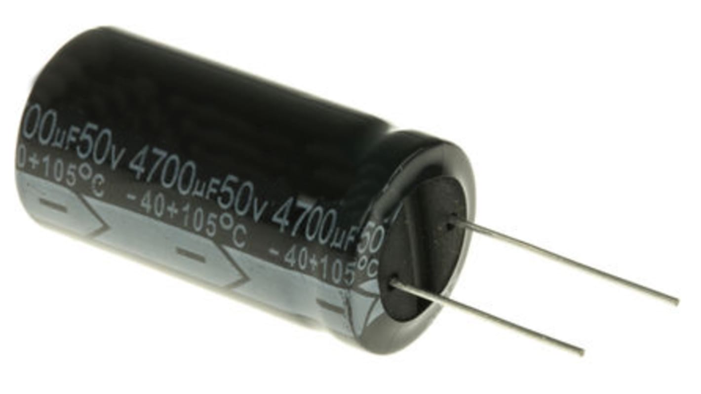 RS PRO, THT Aluminium-Elektrolyt Kondensator 4700μF ±20% / 50V dc, Ø 22mm x 42mm x 42mm, bis 105°C