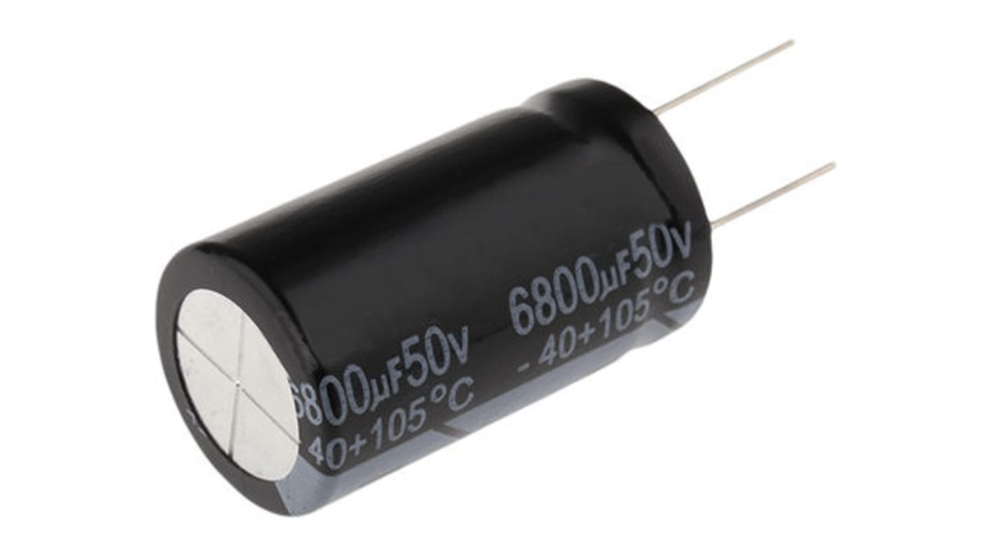 RS PRO, THT Aluminium-Elektrolyt Kondensator 6800μF ±20% / 50V dc, Ø 25mm x 44mm x 44mm, bis 105°C