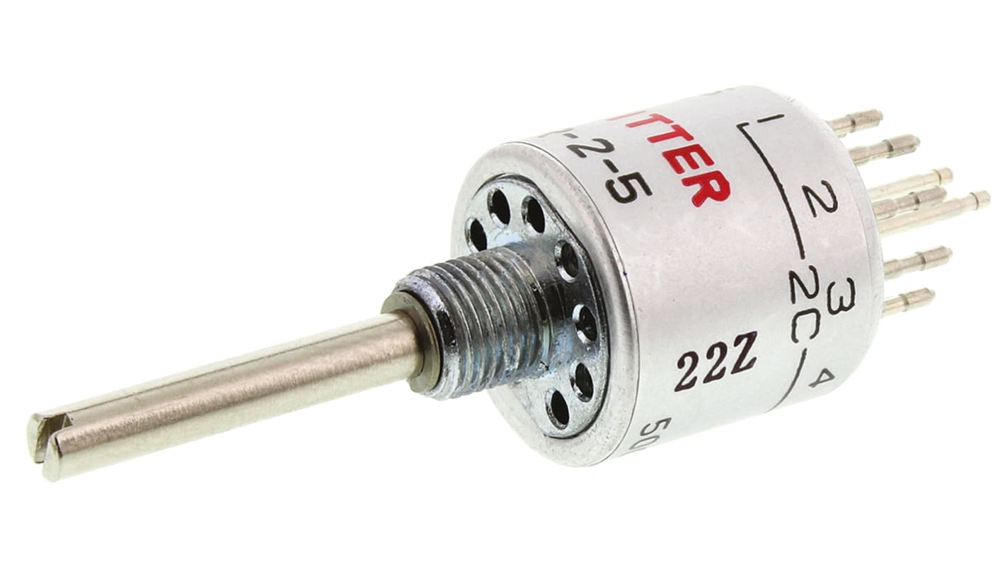 KNITTER-SWITCH, 5 Position DP5T Rotary Switch, 500 mA @ 24 V dc, Solder