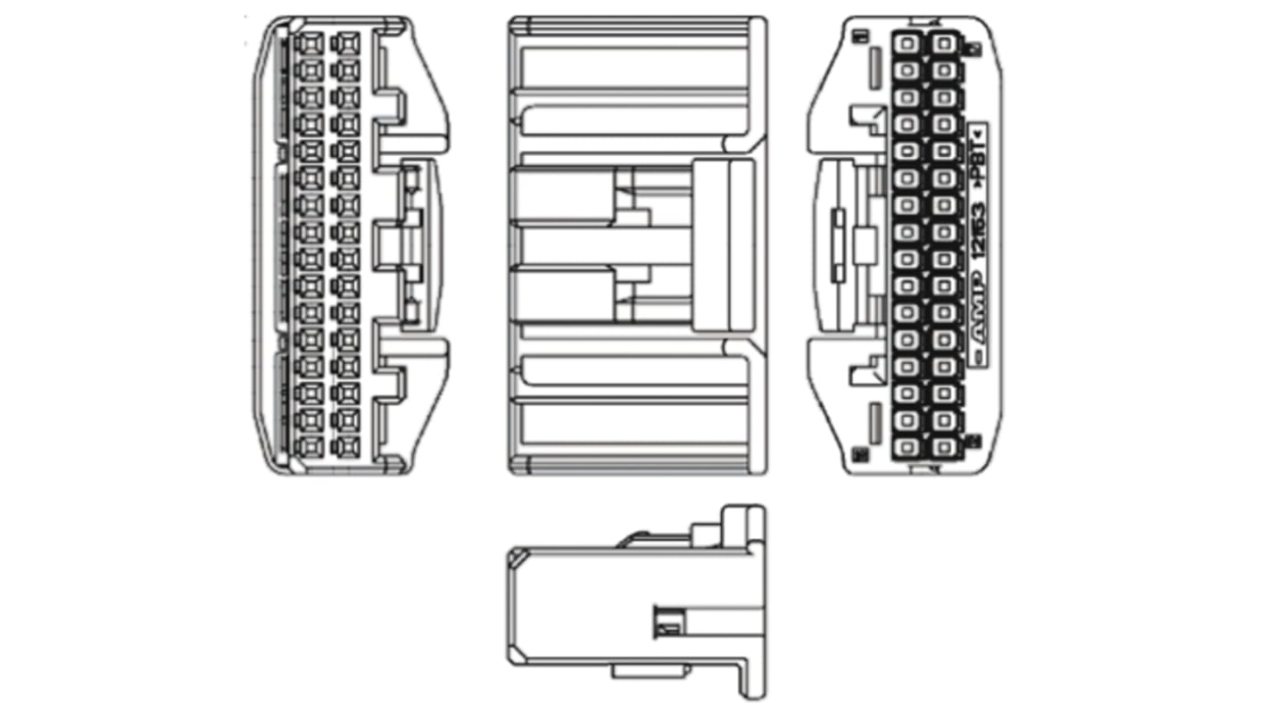 Carcasa de conector TE Connectivity 1318756-1, Serie MULTILOCK 025/090 II, paso: 2.2mm, 24 contactos, 3 filas, Recto,